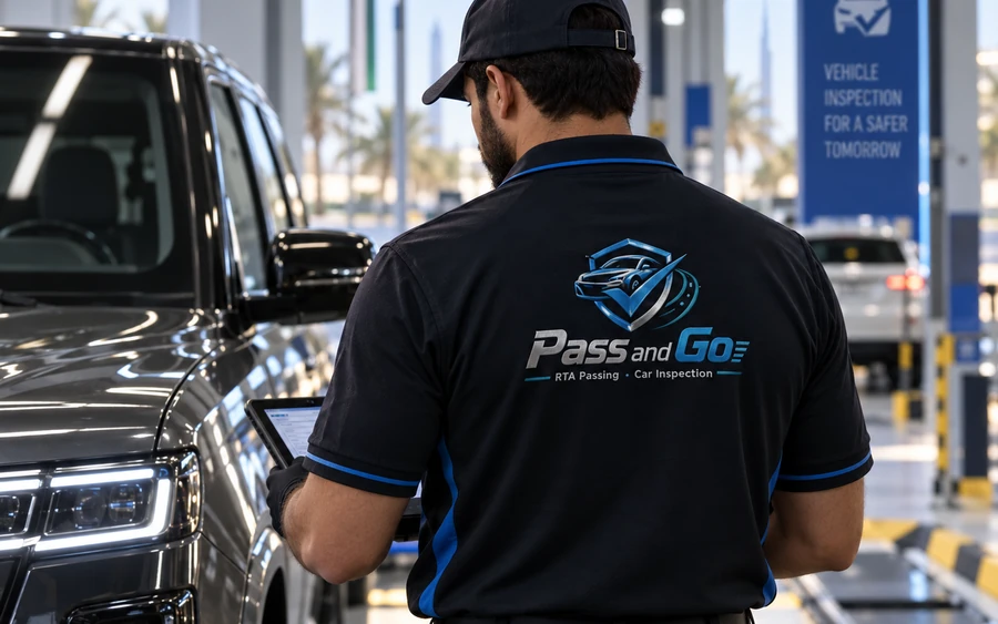 Pass and Go specialist assisting with VIP vehicle testing in Dubai